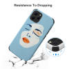 Light blue microfiber iPhone 12 case with abstract face art, drop-resistant design
