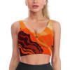Women's comfortable orange texture sports bra, soft and breathable, for yoga or casual wear.