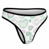 Ice silk T-back underwear with pastel green and pink heart pattern, comfortable elastic waistband