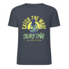 Navy cotton short-sleeved T-shirt with "Catch the Wave Surfing" design, summer fashion