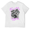 White 100% cotton men's T-shirt featuring 'Fearless Tiger' graphic print.