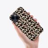 iPhone 14 fiber skin case with leopard print design, scratch-resistant and stylish.