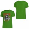 Green cotton T-shirt with American Legend gorilla graphic print, summer fashion.