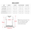 Girl's V-neck sweater size chart with detailed measurements for a comfortable fit, including length, chest, hem and sleeve
