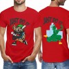 Red men's short sleeve T-shirt with 'Just Do It' print, front and back view, 100% cotton, breathable and comfortable.