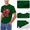 Green cotton men's t-shirt with a red monster graphic print, breathable fabric and a crew neck design | Inkedjoy