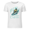 White pure cotton surfing T-shirt with Wild Wave California design, summer fashion.
