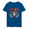 Blue cotton short-sleeved T-shirt with "AMERICAN LEGEND" gorilla graphic print