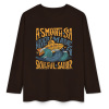 Dark brown pure cotton long sleeve T-shirt featuring 'A SMOOTH SHAKER' graphic, casual wear.