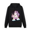 Women's black unicorn hoodie sweatshirt, cotton blend fleece, comfortable fit for spring and autumn.