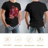 Men's black cotton t-shirt with red monster graphic print front and back, Inkedjoy product