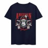 Navy blue cotton T-shirt with AMERICAN LEGEND gorilla graphic print