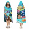 Arctic Velvet Cloak Hooded Blanket: Underwater scene with coral, fish, and jellyfish, cozy lounging