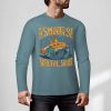 Blue pure cotton long sleeve T-shirt with graphic design, featuring ASMOOTH ARE MADE OF SOULFULLY