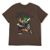 Brown men's 'Just Do It' baseball cartoon T-shirt, 100% cotton, breathable fabric, collection.
