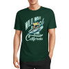 Green cotton surfing tee featuring "Wild Wave California" design, summer fashion.