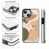 iPhone 13 case with abstract art design, featuring a card slot, shockproof protection, and magnetic buckle.