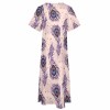 Polyester 7-point sleeve peacock feather dress, V-neck, perfect for leisure and shopping.