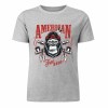 Gray cotton short-sleeved T-shirt with American Legend gorilla graphic print, summer fashion