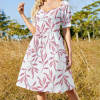 Sweetheart Dress with floral print and short sleeves | Inkedjoy