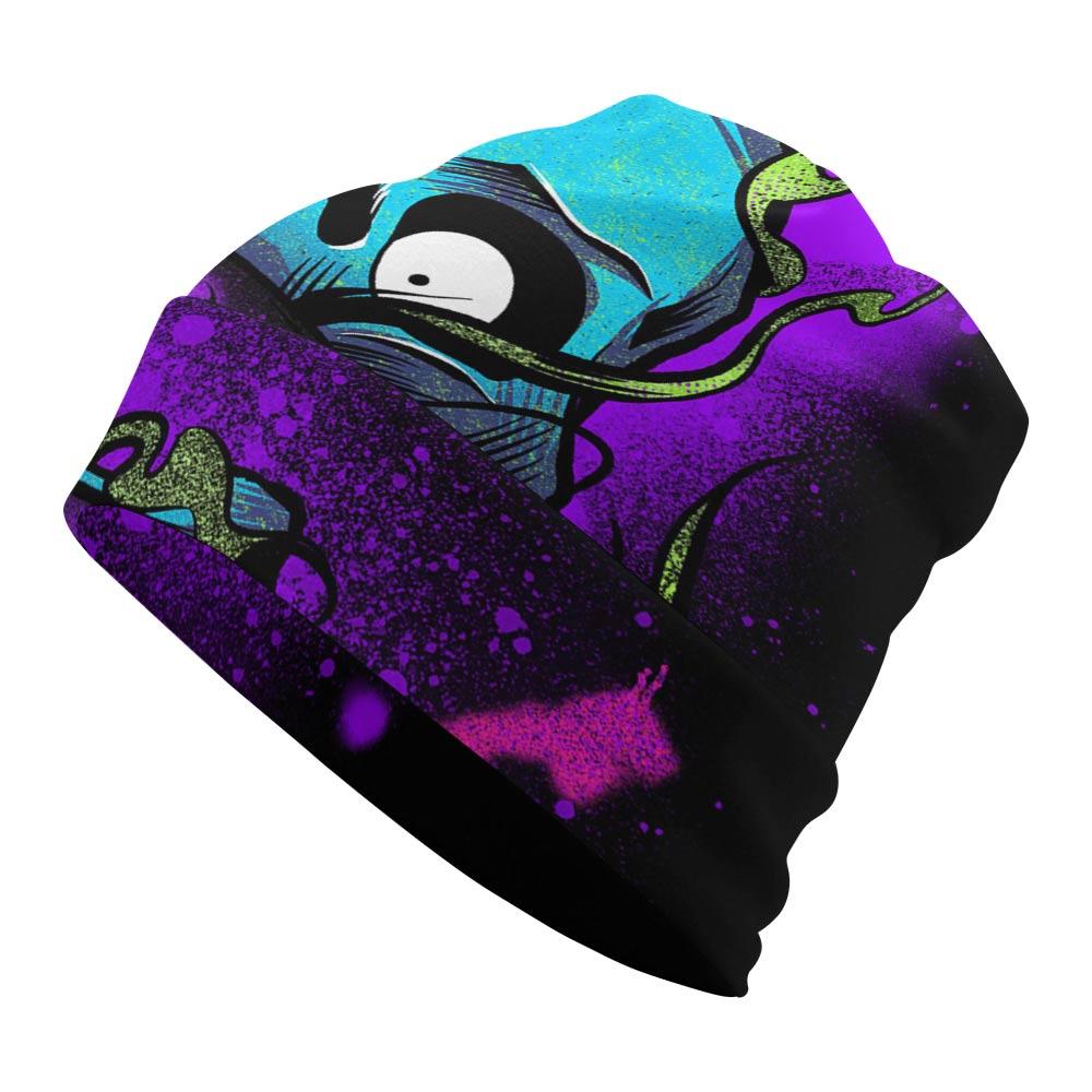 Vibrant full print pullover cap, warm and stylish design for outdoor activities.