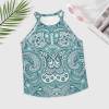 Green patterned crew neck vest, sleeveless design, soft fabric, perfect for summer. From Inkedjoy