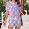 Purple striped loungewear set for summer home, comfortable and soft