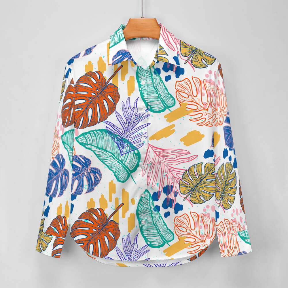 Women's floral shirt with long sleeves and button closure