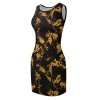 Black and yellow floral slim fit tank dress