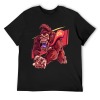 Black 100% cotton men's t-shirt with red monster graphic print. Inkedjoy design