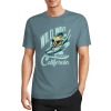 Blue cotton surfing tee with 'Wild Wave California' graphic, summer fashion.