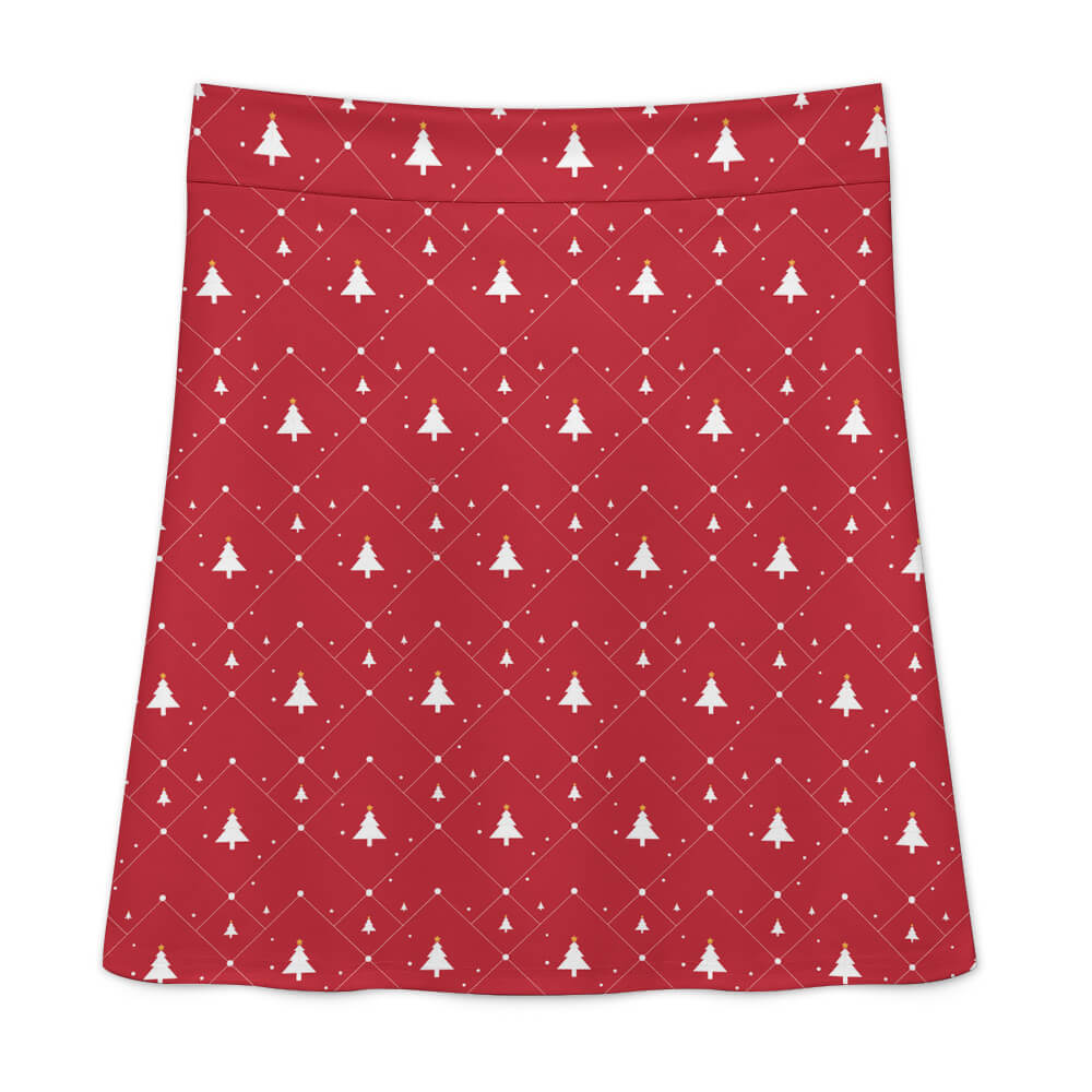 Red air layerZipper Skirt with geometric pattern, suitable for work and casual wear.