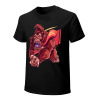 Black 100% cotton men's t-shirt with red monster graphic print