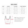 Size chart for women's orange texture sports bra, including length, bust, and bottom hem measurements.