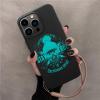 iPhone 13 phone case with glow-in-the-dark design, made of TPU. Black case with intricate illuminated pattern.