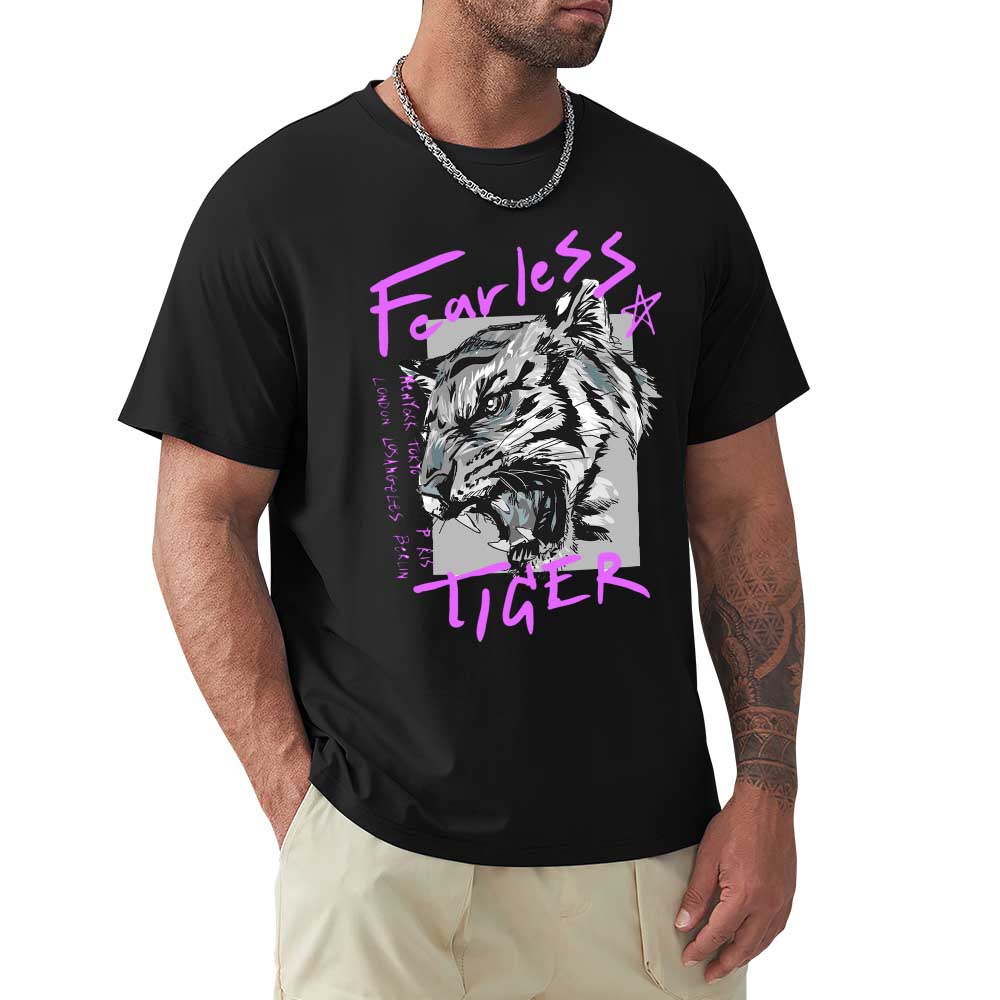 Men's black 100% cotton 'Fearless Tiger' graphic tee, collection