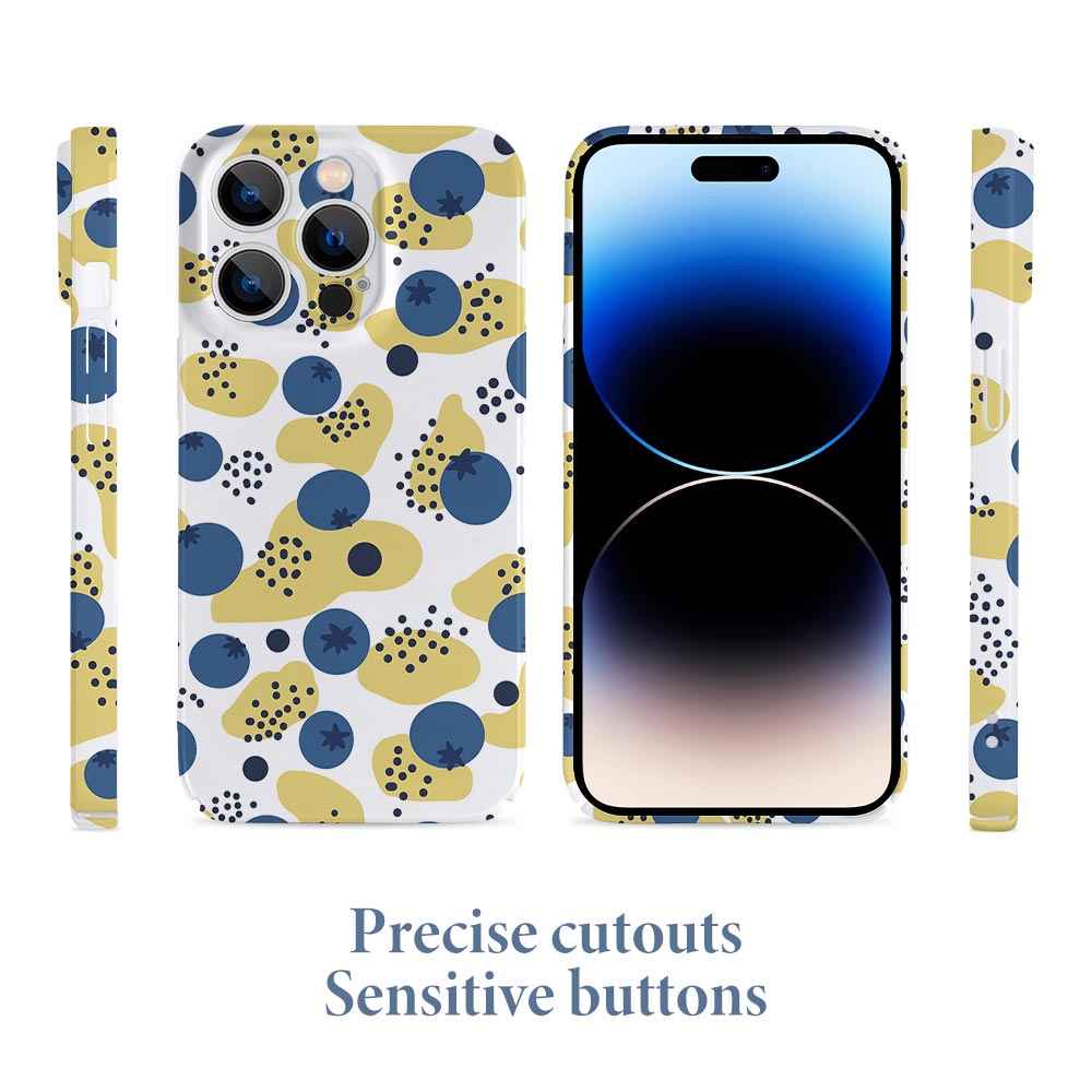 Floral iPhone 14 case with precise cutouts and sensitive buttons, PC plastic, scratch-resistant