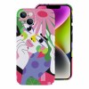 iPhone 14 phone case with vibrant floral art, PC plastic, scratch-resistant