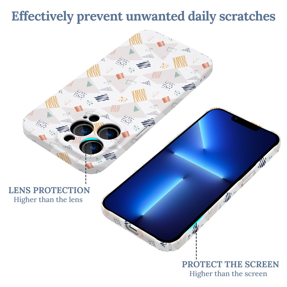 iPhone 13 Pro PC plastic case with floral pattern, providing lens and screen protection.