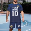 Navy football suit set with TEAM NAME 10 design. Mesh fabric, suitable for sports. Comfortable and stylish.