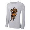 Gray long sleeve cotton T-shirt with cartoon tiger print, casual wear