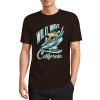 Black pure cotton men's T-shirt with 'Wild Wave California' surfing print, summer fashion.