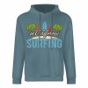 Blue cotton California Surfing hoodie, loose fit, for daily wear, featuring surfing graphic.