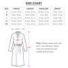 Men's bathrobe size chart, featuring chest, waist, shoulder, and length measurements for accurate sizing.