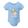 Light blue cotton baby bodysuit with cartoon animal design, perfect for 3-24 months babies.