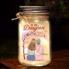 Personalized mason jar light gift for mom and daughter, featuring warm starlights and 'To My Daughter' design.