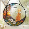 Custom stained glass suncatcher with dog and 'Charlie' - pet sympathy gift.