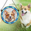 Corgi Photo Memorial Suncatcher Ornament, 'Heartbeat at My Feet', wood & acrylic.
