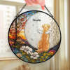 Custom stained glass pet memorial suncatcher, cat 'Charlie', round window hanging, sympathy gift