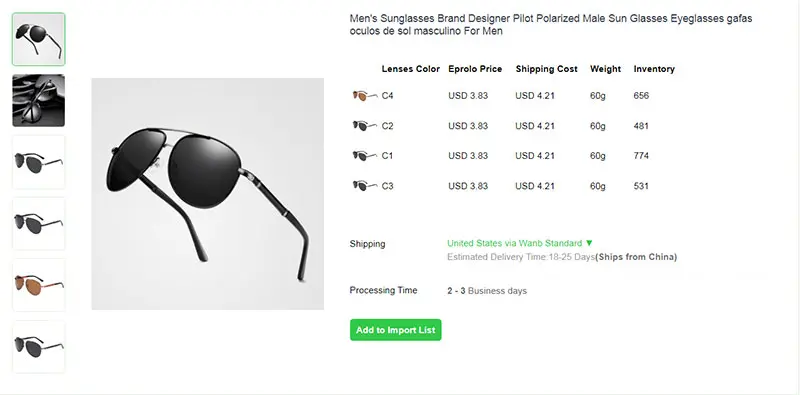 dropshipping suppliers sunglasses